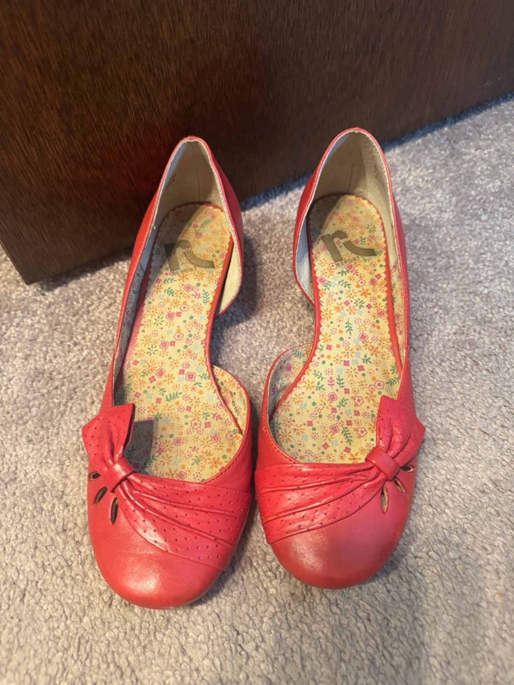 Report Red D'Orsay Flats with Knotted Bow Detail